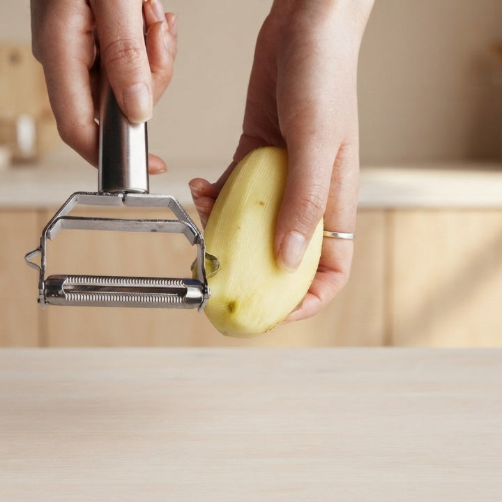 Edelstahl Gemüseschäler mit Julienne-Klinge – 2-in-1 Funktion -    Zorenza
