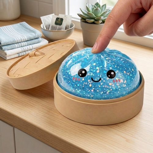 Anti-Stress-Ball Dumpling mit Glitzer — Ultraweich, Kawaii Design, 4 Farben -    Zorenza