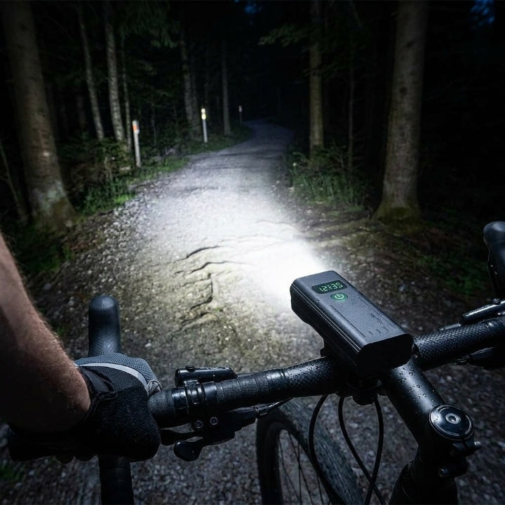 LED-Fahrradlicht, 5000 Lumen, USB-C-Akku mit Zeitanzeige -    Zorenza