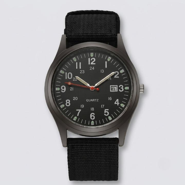 Militäruhr Quarz mit Canvasarmband und Leuchtzeigern -    Zorenza
