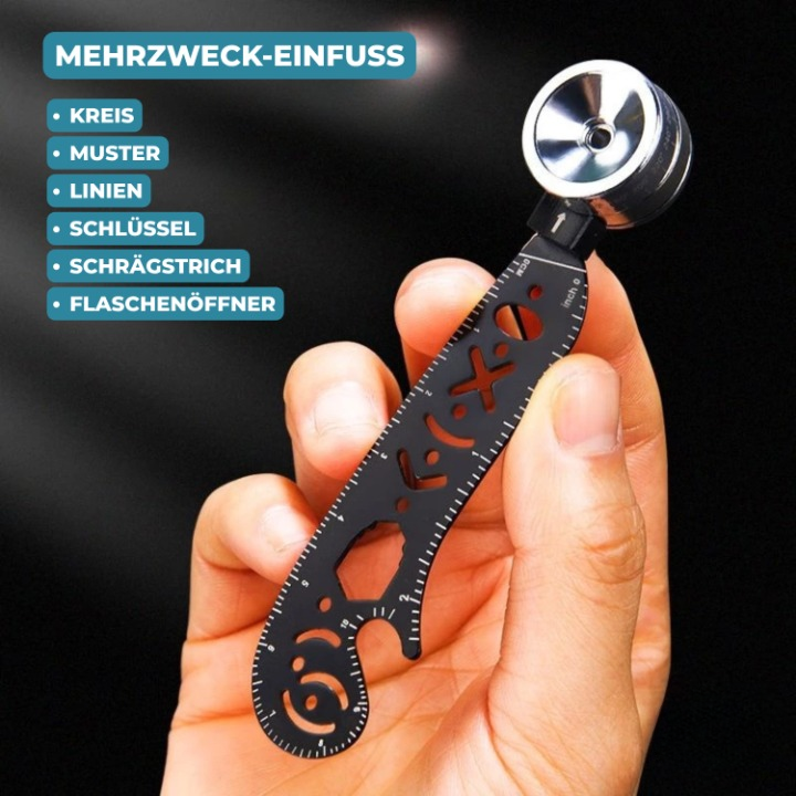Multifunktions-Messlineal Edelstahl mit Zirkel und Werkzeugset -    Zorenza