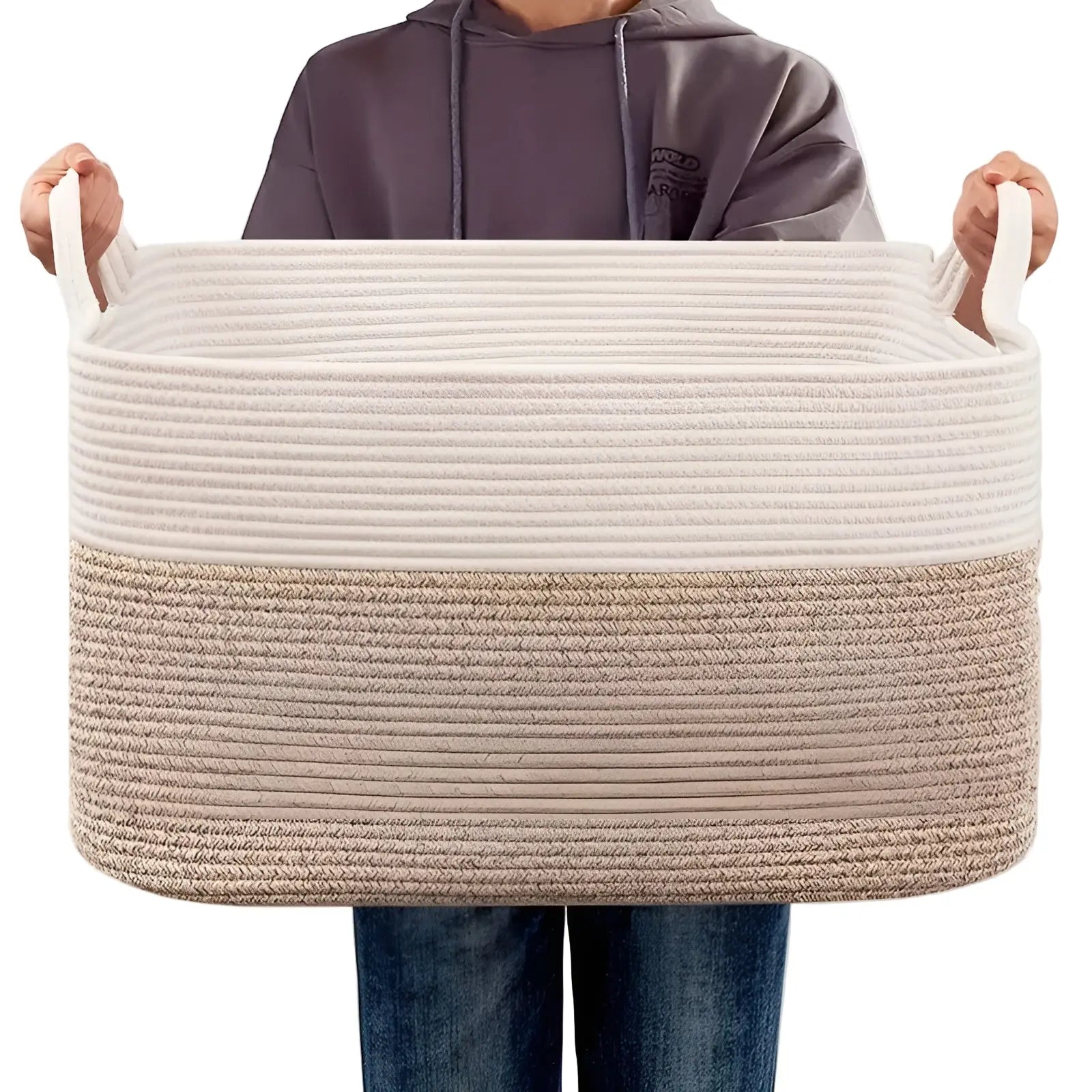 Großer Baumwollseil-Aufbewahrungskorb mit Griffen Zorenza