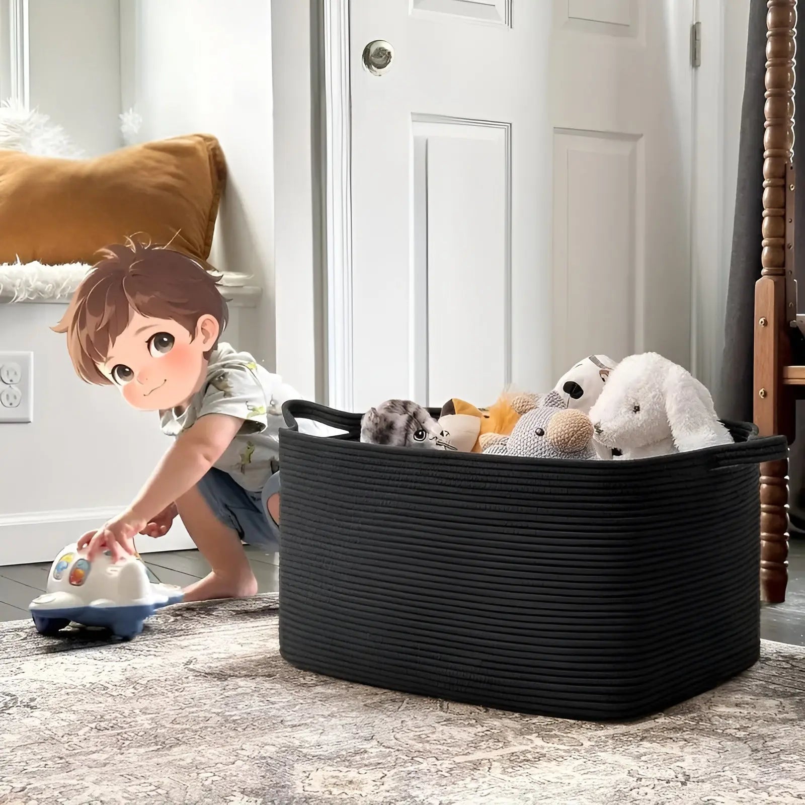 Großer Baumwollseil-Aufbewahrungskorb mit Griffen Zorenza