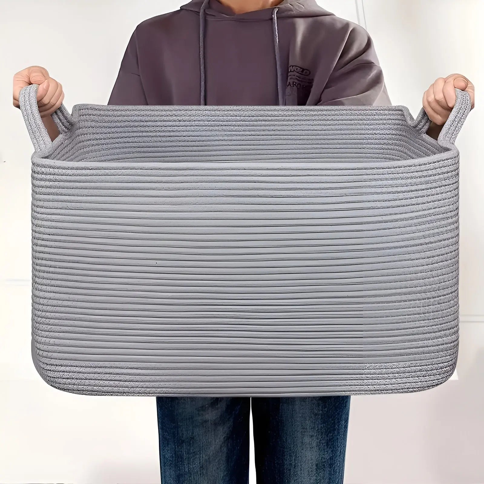 Großer Baumwollseil-Aufbewahrungskorb mit Griffen Zorenza