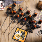 Halloween-Kürbiszweig Schwarz mit Kunststoff-Kürbissen -    Zorenza