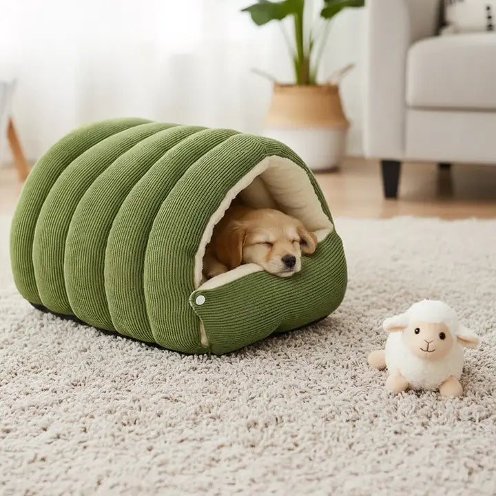 Haustierhöhle mit Plüschfutter – Warmes Kuschelbett für Katzen & Hunde Zorenza