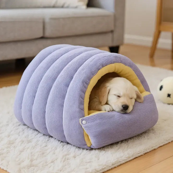 Haustierhöhle mit Plüschfutter – Warmes Kuschelbett für Katzen & Hunde Zorenza