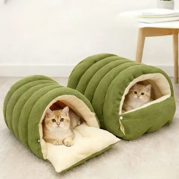 Haustierhöhle mit Plüschfutter – Warmes Kuschelbett für Katzen & Hunde Zorenza