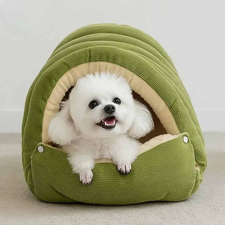 Haustierhöhle mit Plüschfutter – Warmes Kuschelbett für Katzen & Hunde Zorenza