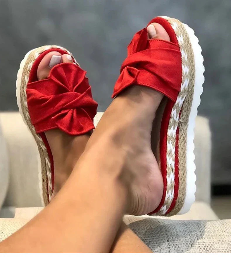 Damen Sandalen mit Schleife und Keilabsatz -    Zorenza