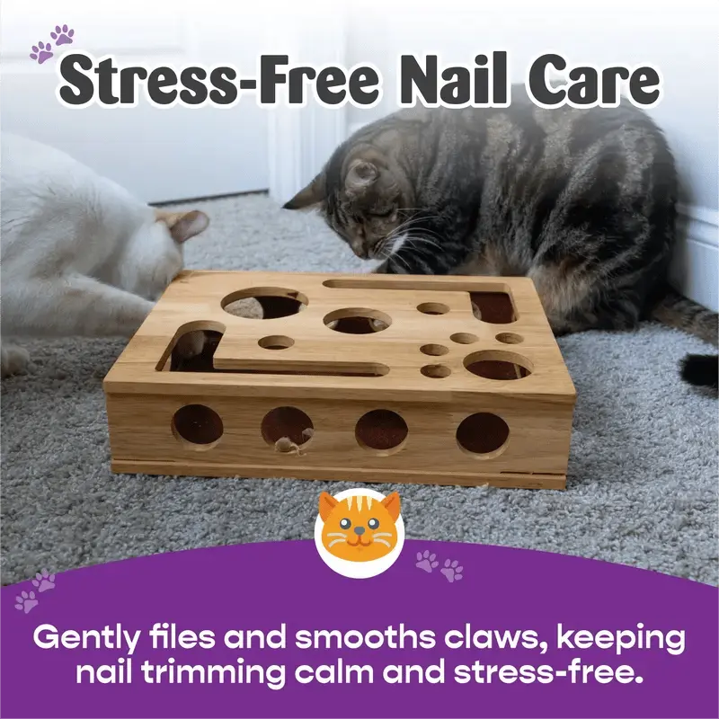 Holz-Katzen-Puzzlebox – Beschäftigung mit Leckerlies & natürlicher Krallenpflege Zorenza