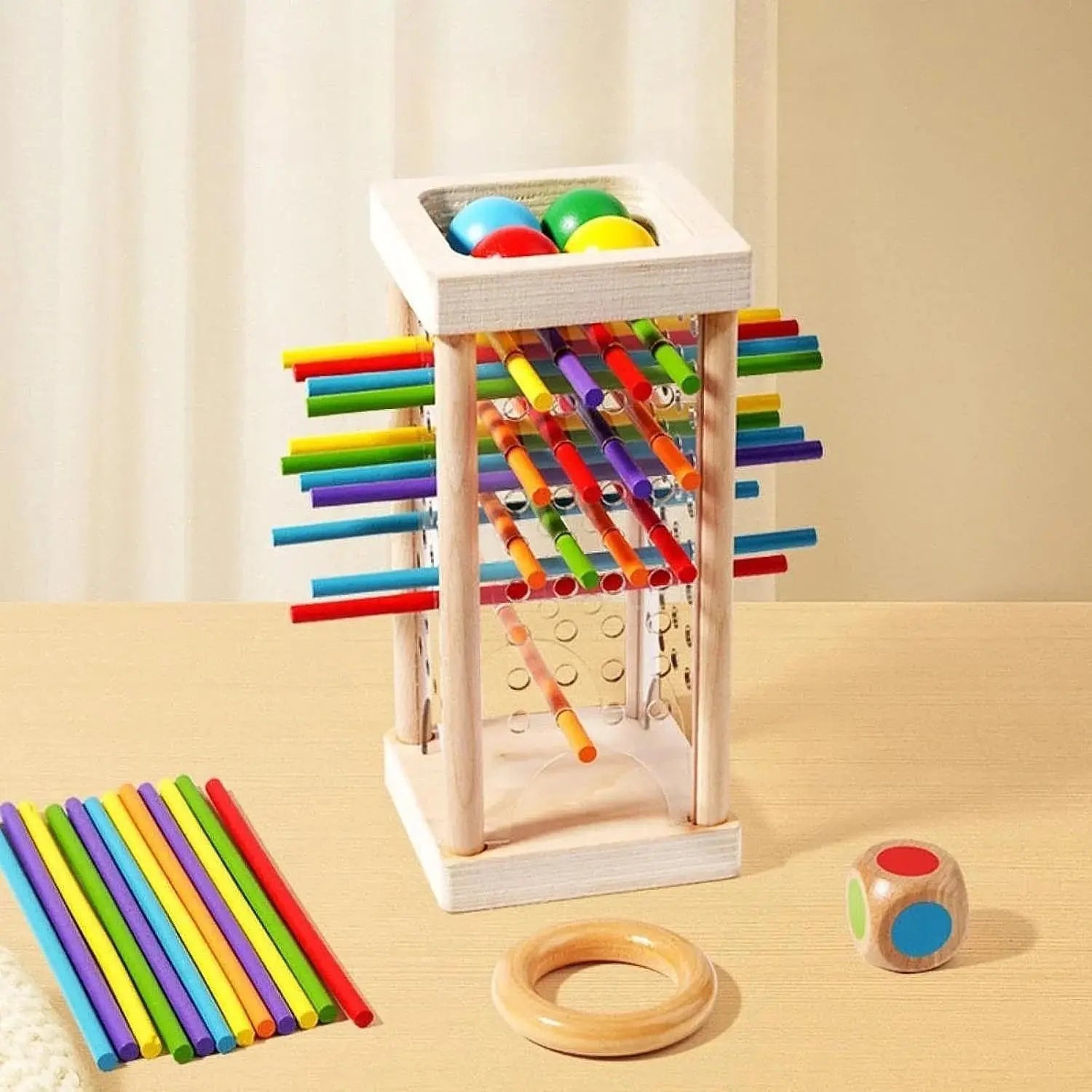 konzentration spielzeug Holz-Kugelturm – Feinmotorik & Konzentration | Farblernspiel für Kinder