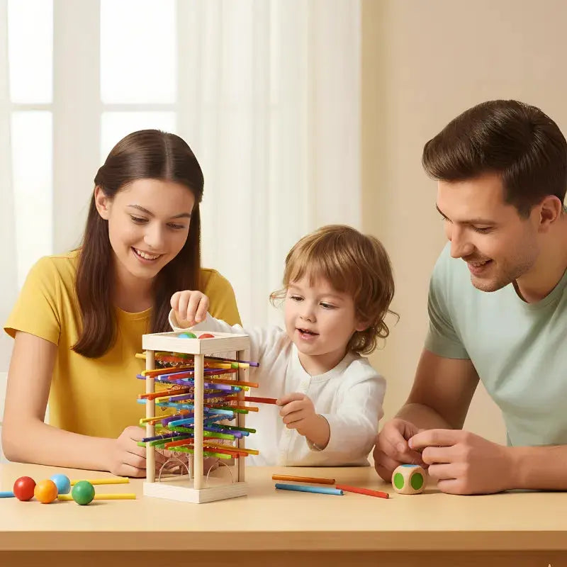 Holz-Kugelturm-Spiel – Konzentration & Feinmotorik Zorenza
