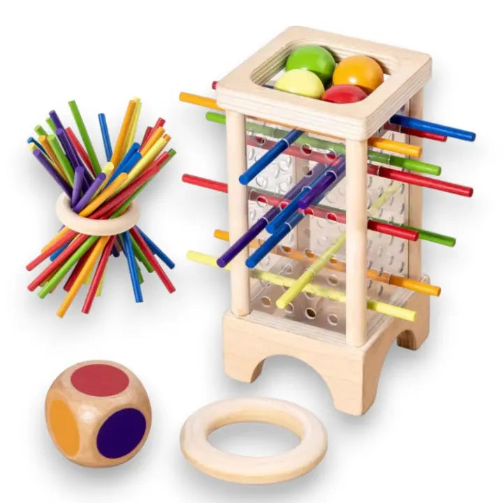 Holz-Kugelturm-Spiel – Konzentration & Feinmotorik Zorenza