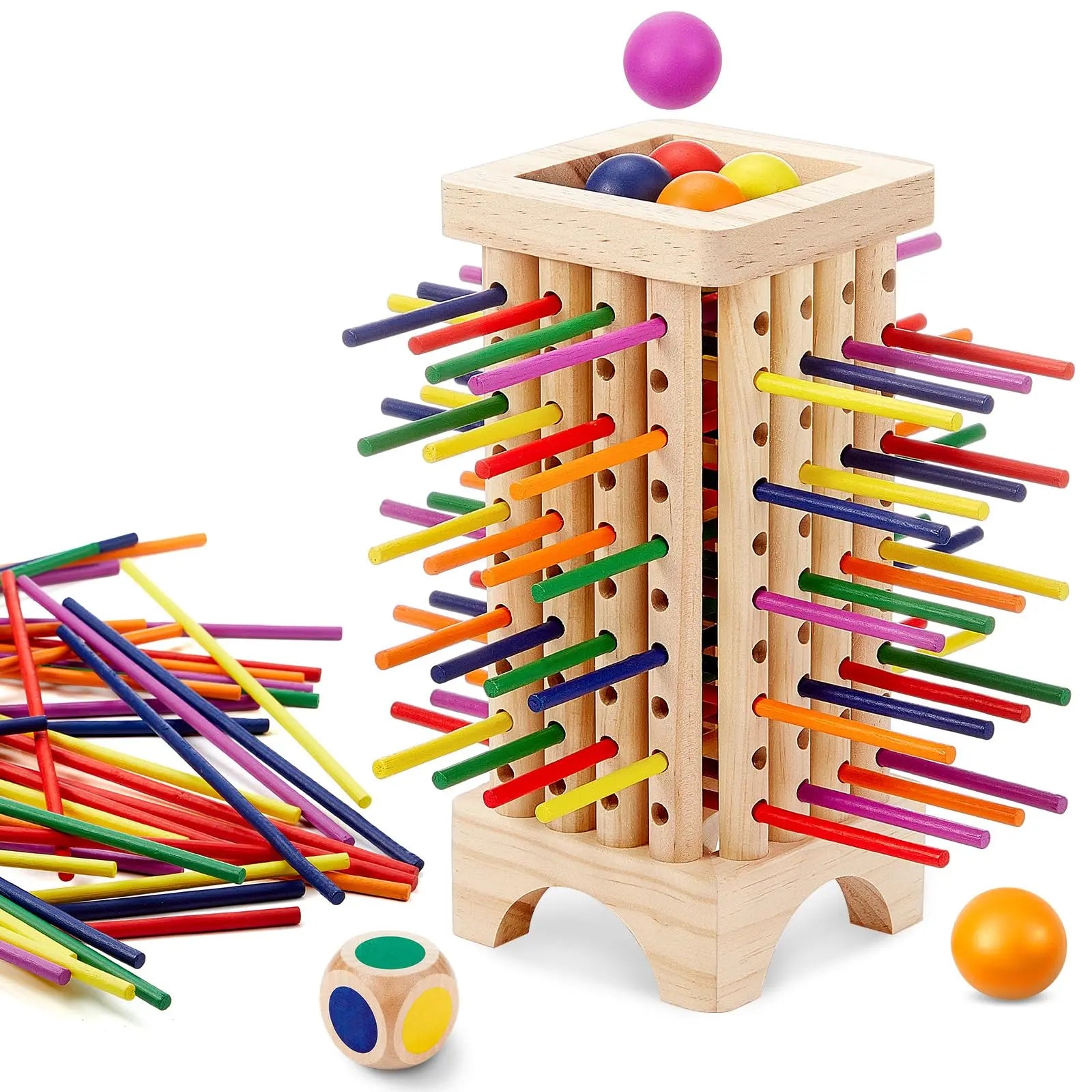 Holz-Stäbchenspiel mit Kugel – Geschicklichkeitsspiel Zorenza