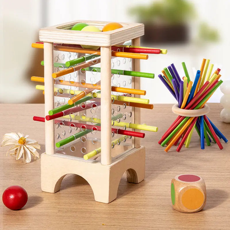 Holz-Stäbchenspiel mit Kugel – Geschicklichkeitsspiel Zorenza