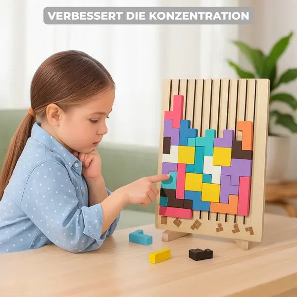 Holz-Tetris-Puzzle – Buntes Bauspiel ab 5 Jahren Zorenza