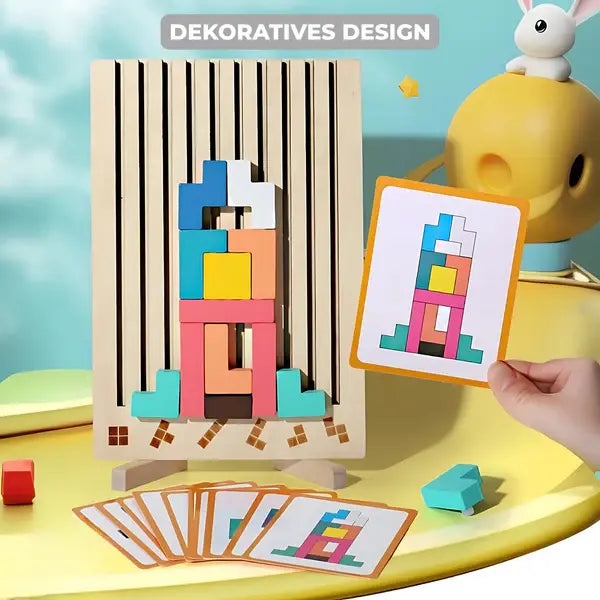 Holz-Tetris-Puzzle – Buntes Bauspiel ab 5 Jahren Zorenza