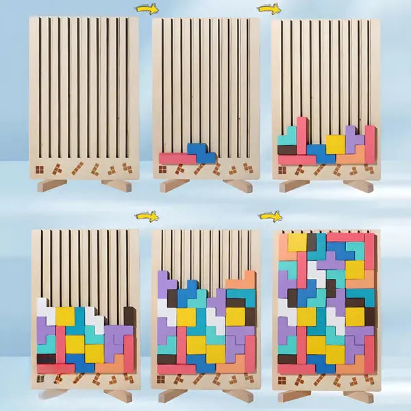 Holz-Tetris-Puzzle – Buntes Bauspiel ab 5 Jahren Zorenza