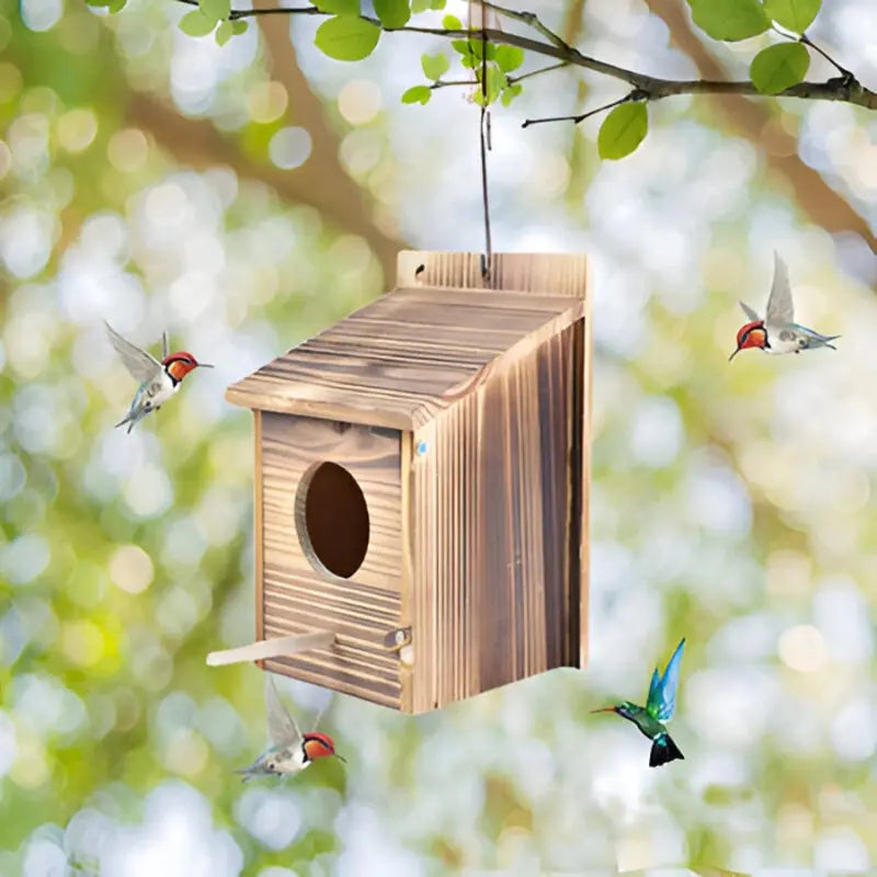 Holz-Vogelhaus in Kastenform – Dekoration für Garten und Innenbereich Zorenza