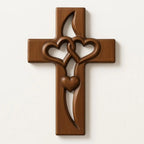 Holzkreuz Wanddeko mit Verschlungenen Herzen Zorenza