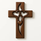 Holzkreuz Wanddeko mit Verschlungenen Herzen Zorenza
