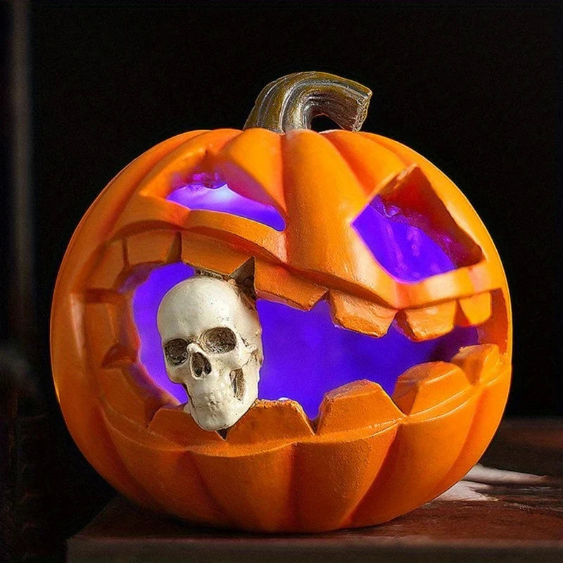 Halloween Kürbis Deko mit Totenschädel aus Harz -    Zorenza