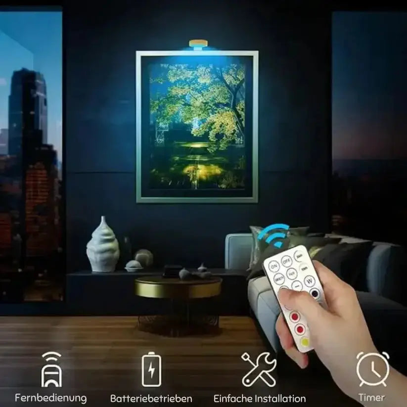 Kabellose LED-Bilderleuchte – Elegantes Licht für Kunst & Dekoration Zorenza