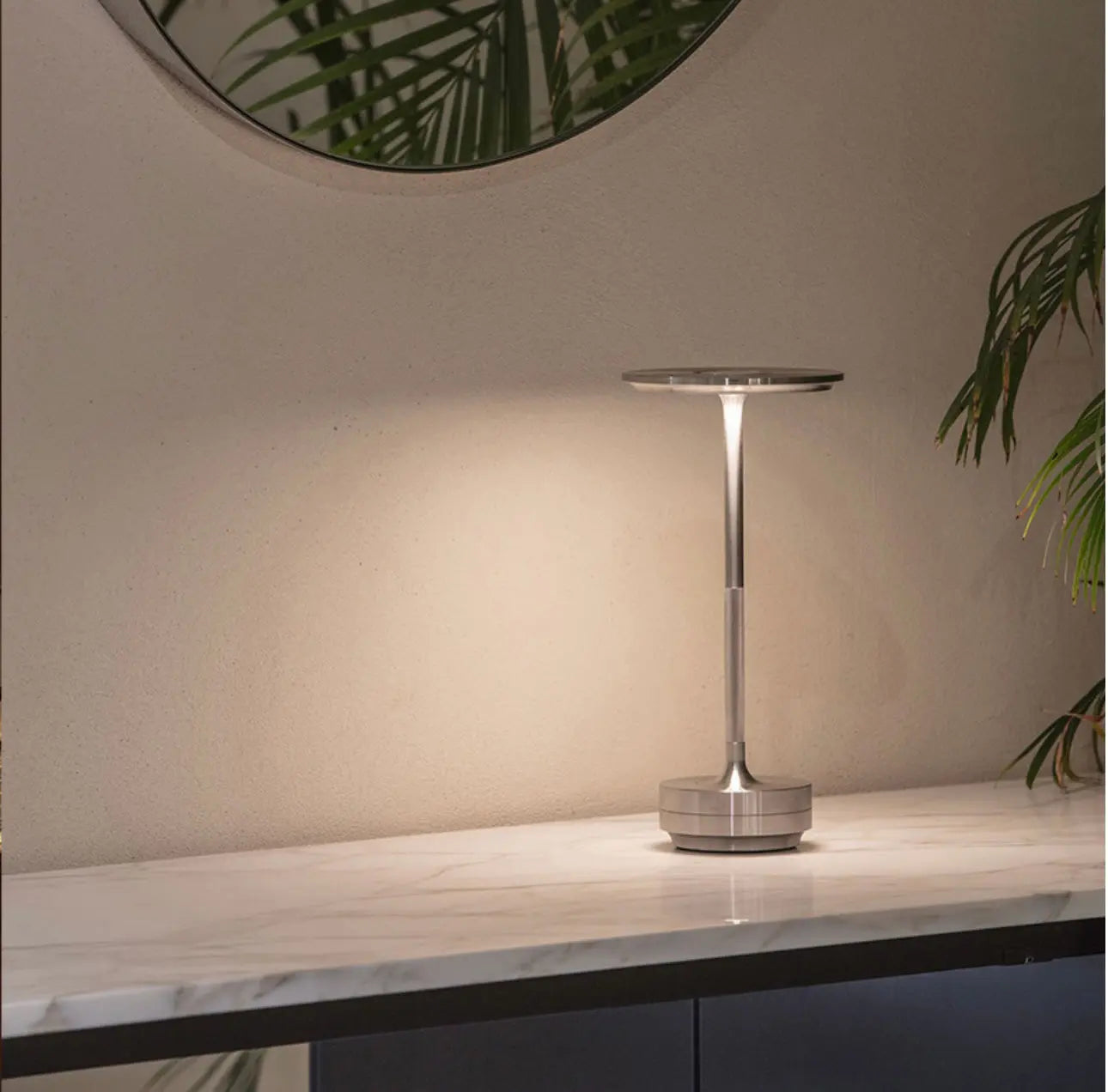 Kabellose LED-Tischlampe mit Touch-Dimmer – Aluminium, IP44 Zorenza