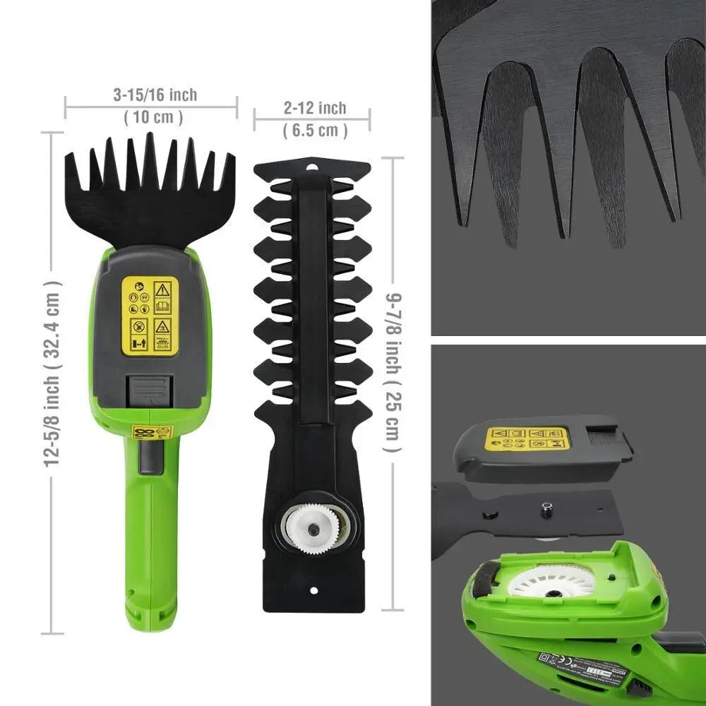 Kabelloser Strauchschneider 2-in-1 – Hecken und Gras mit einem Gerät schneiden Zorenza