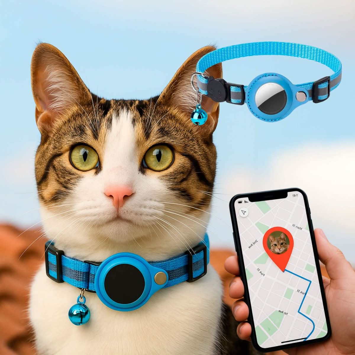 Katzenhalsung mit GPS-Halterung und Sicherheitsverschluss -    Zorenza
