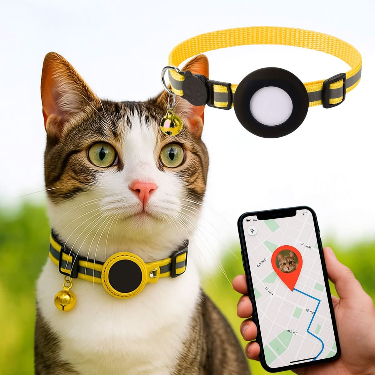 Katzenhalsung mit GPS-Halterung und Sicherheitsverschluss -    Zorenza