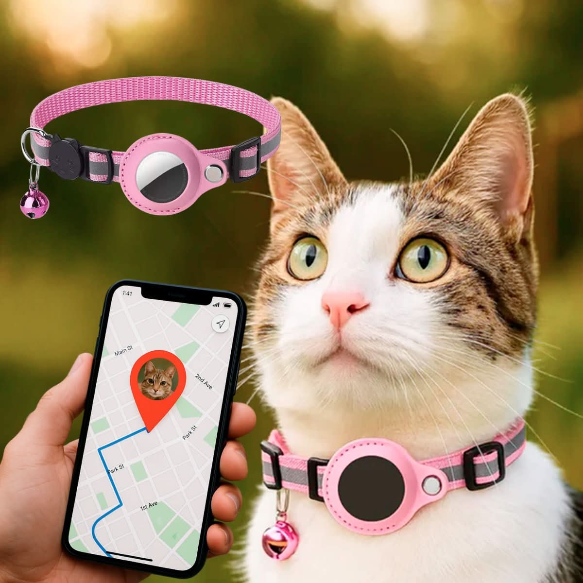 Katzenhalsung mit GPS-Halterung und Sicherheitsverschluss -    Zorenza