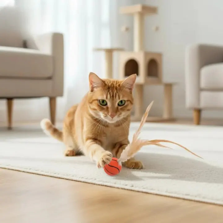 Katzenspielzeug mit Federball Zorenza