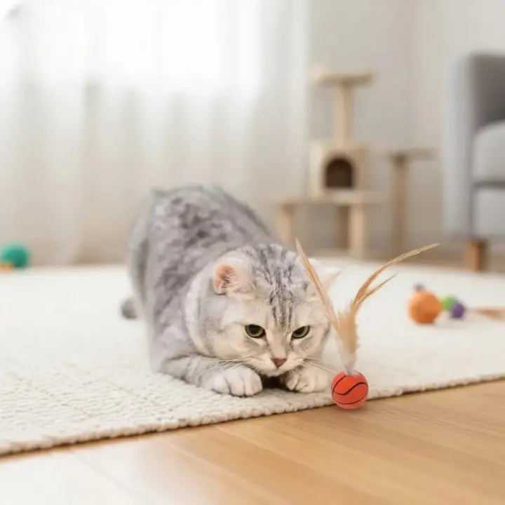 Katzenspielzeug mit Federball Zorenza