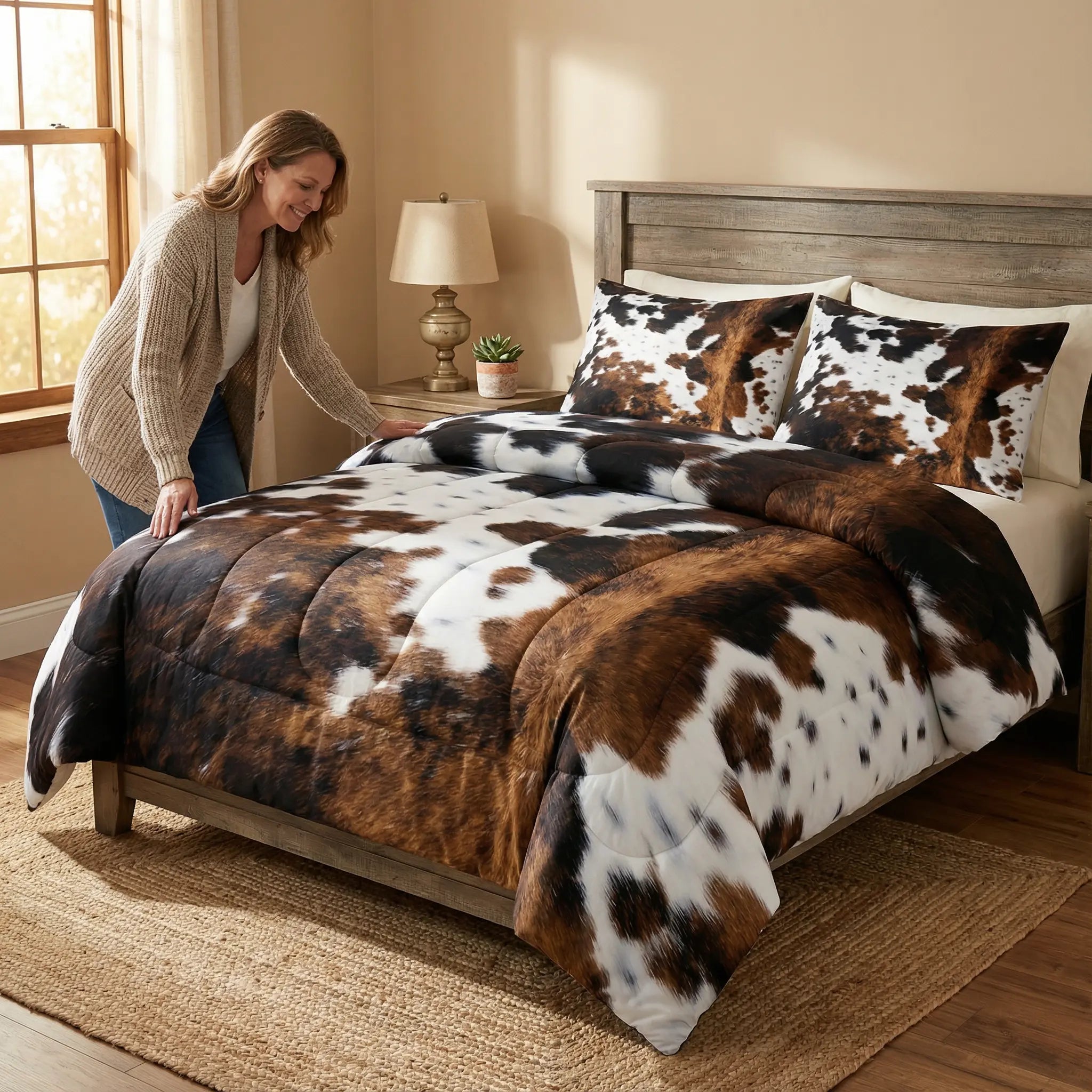 Kuhflecken-Bettdecken-Set – Western-Stil für Ihr Schlafzimmer Zorenza