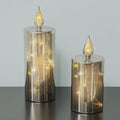 LED-Glaskerzen mit Rauchglas, 2er-Set Zorenza
