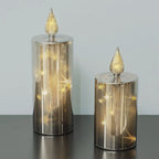 LED-Glaskerzen mit Rauchglas, 2er-Set Zorenza