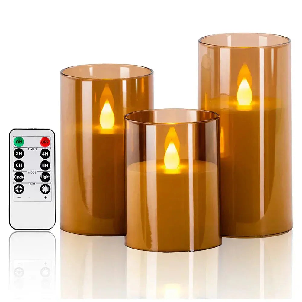 LED-Kerzen mit realistischem Flammeneffekt (3er-Set) Zorenza
