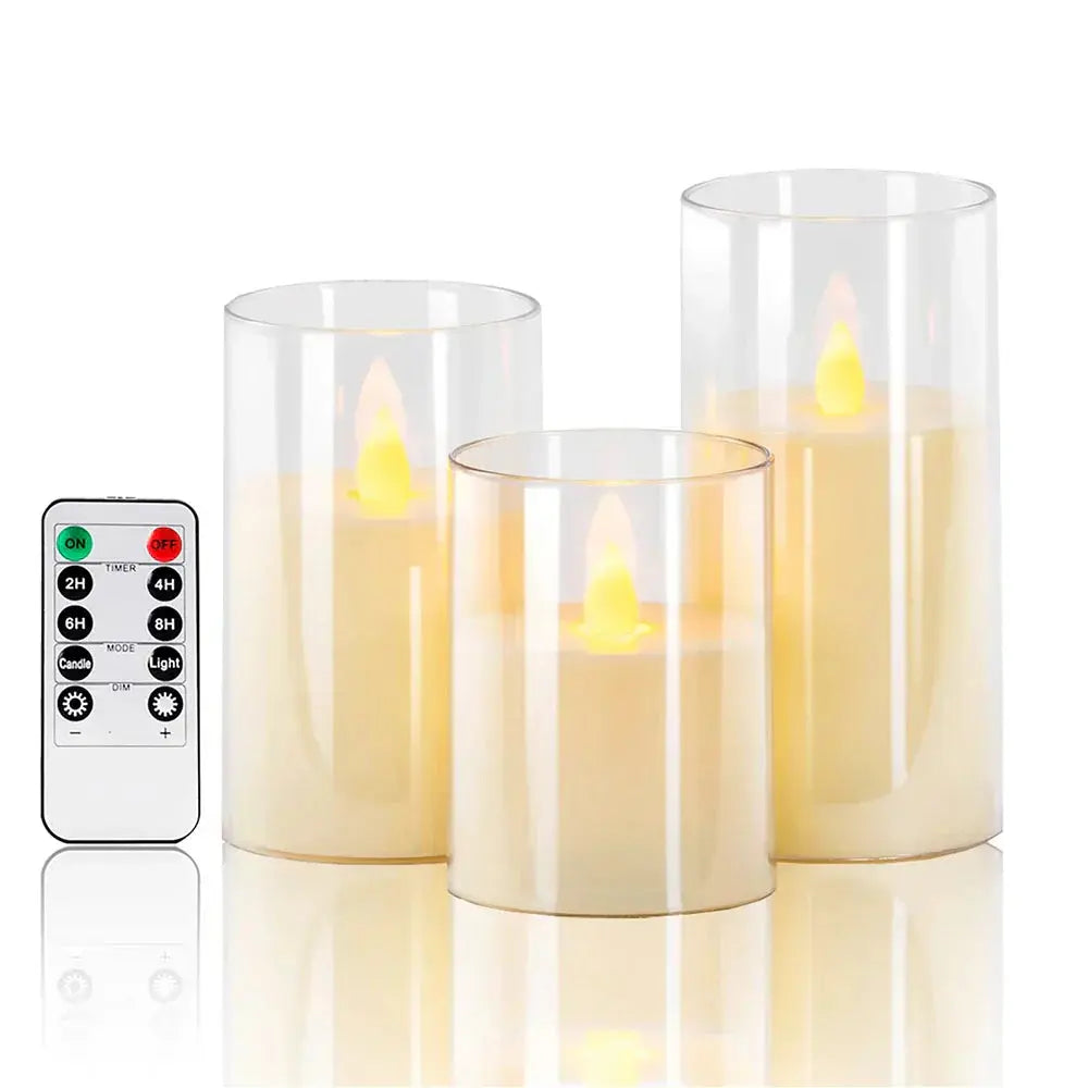 LED-Kerzen mit realistischem Flammeneffekt (3er-Set) Zorenza