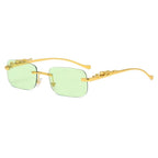 Randlose Sonnenbrille mit Leopardenkopf-Design -    Zorenza