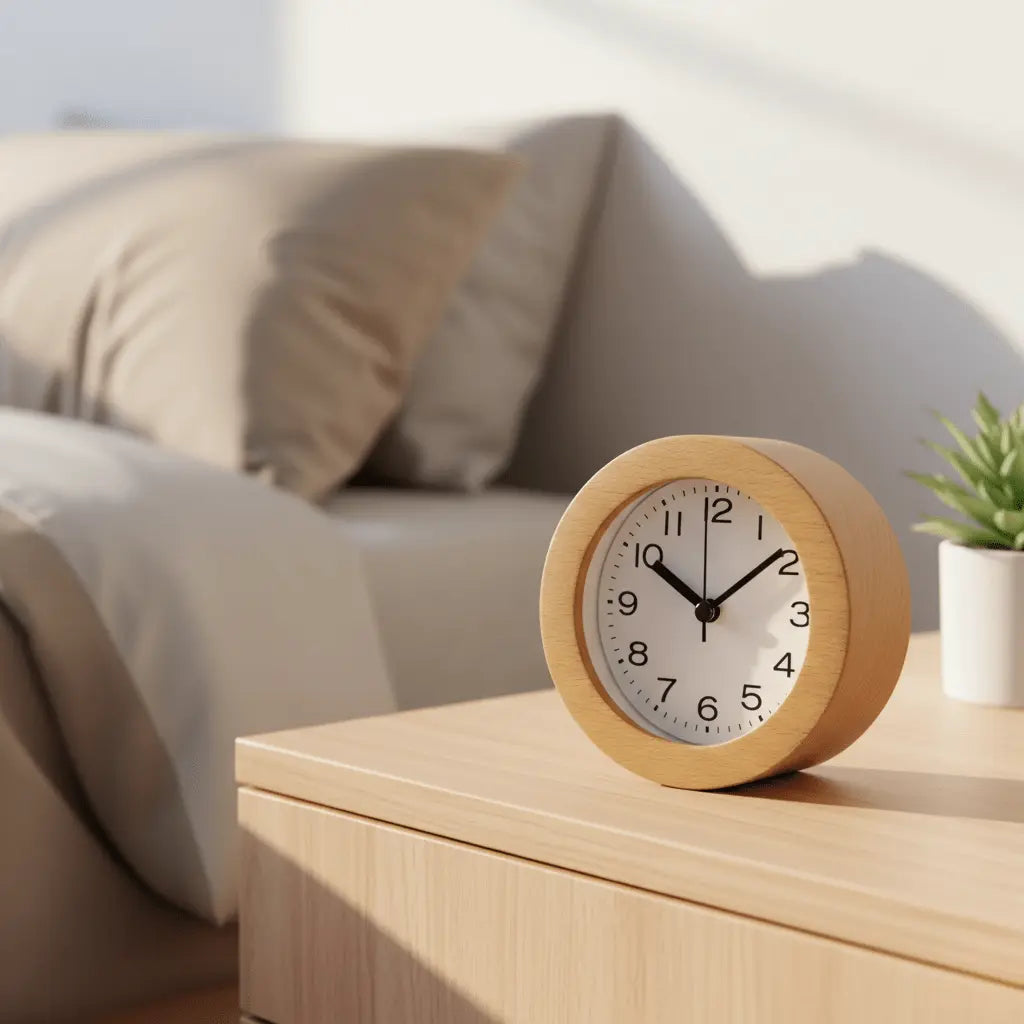 Lautloser Holz-Wecker mit LED-Nachtlicht Zorenza