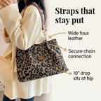 Leotard-Print Tote-Bag mit Goldketten-Detail Zorenza