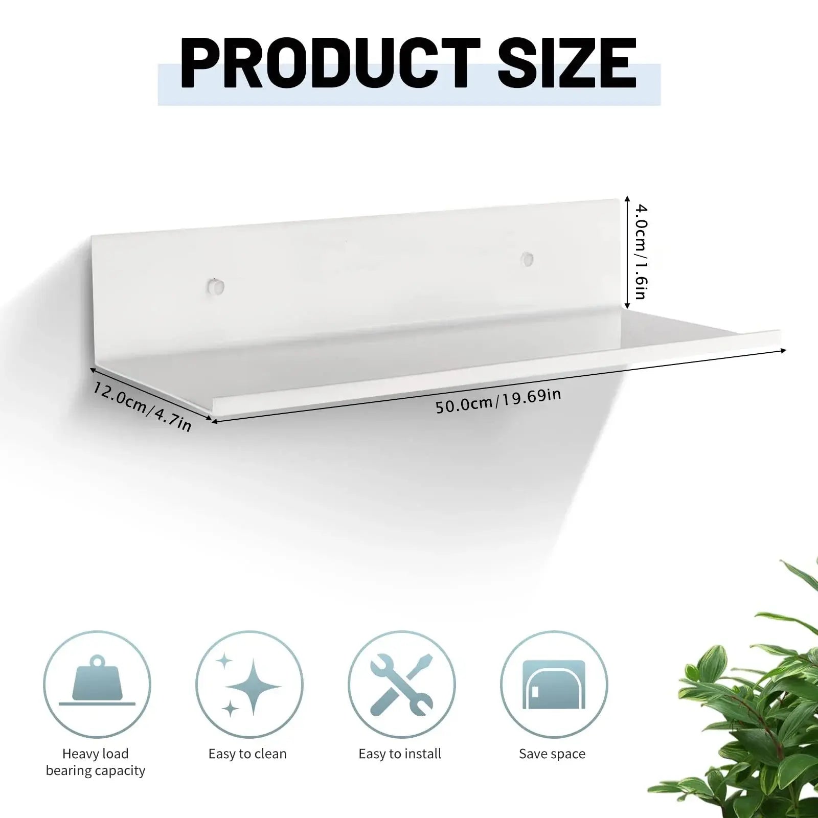 Metall-Wandregal schwebend 30–50 cm Zorenza