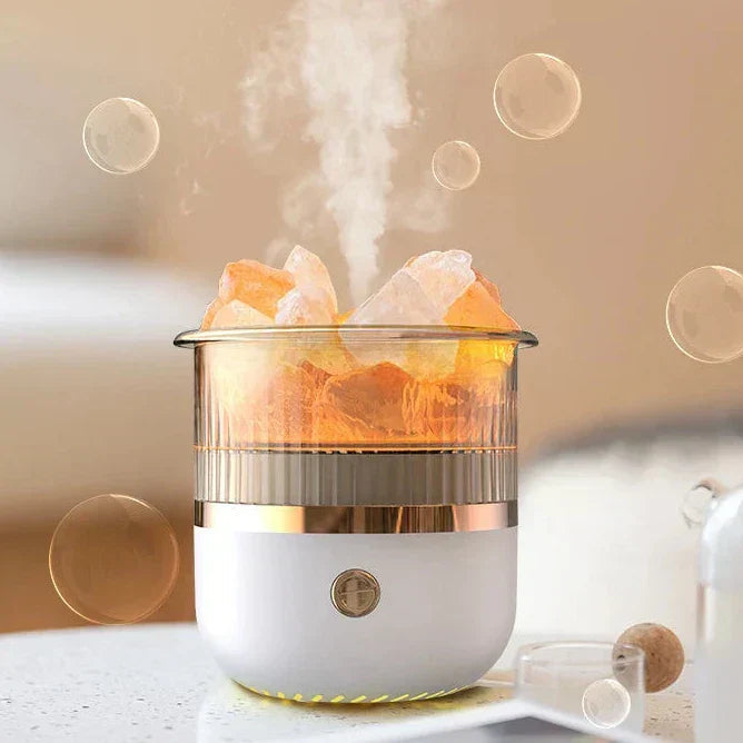 Salzlampen-Diffusor mit Himalaya-Kristall und LED-Beleuchtung -    Zorenza
