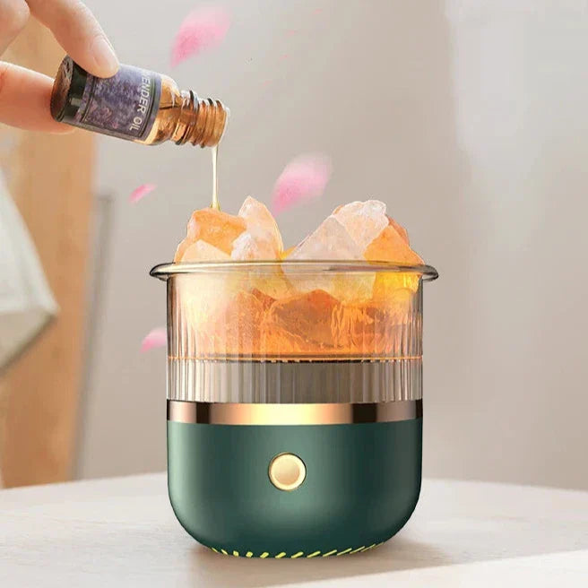 Salzlampen-Diffusor mit Himalaya-Kristall und LED-Beleuchtung -    Zorenza
