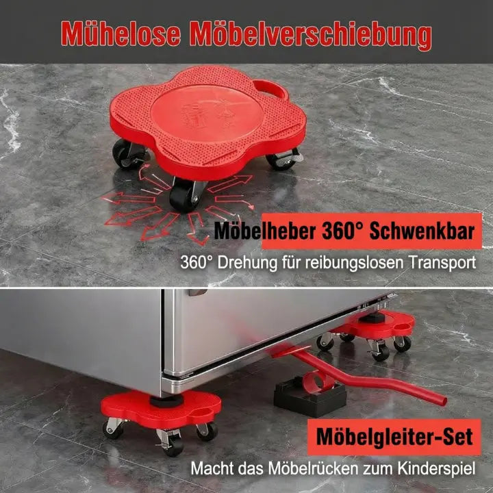 Möbelheber- und Rollenset mit Feststellbremse (4-teilig) Zorenza