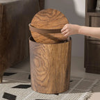Mülleimer mit Schwingdeckel und Holzoptik Zorenza