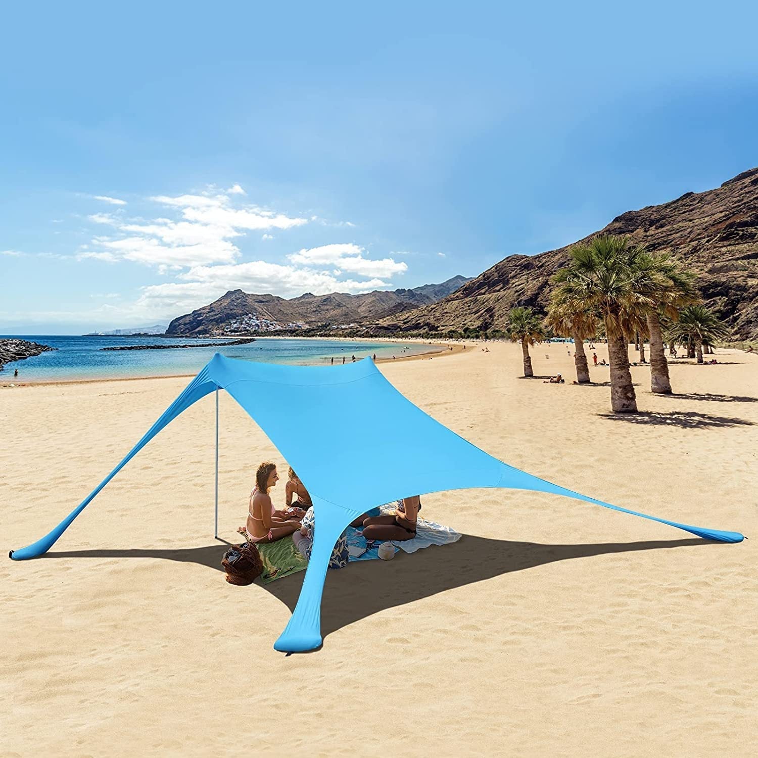 Beach clam UV protection, freestanding – windproof with tension