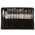 Pinselset 24-teilig mit Rollmappe – 7 Pinselformen und Malmesser -    Zorenza
